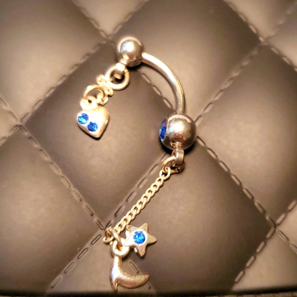 Belly button ring stainless steel jeweled heart star dolphin 🐬